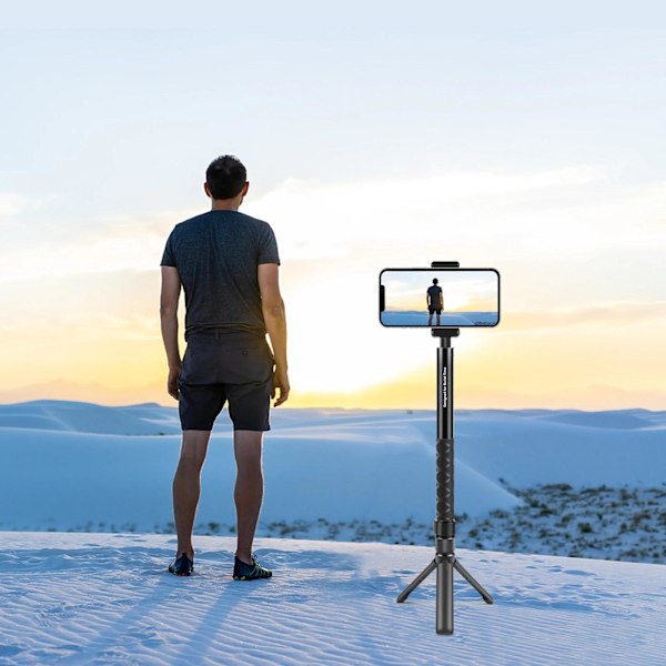 Pyöriväkahvainen pöytäteline Insta360 X3 / X4 / DJI / Gopro -kameroille 1/4 ruuvikiinnityksellä, teleskooppivarsi