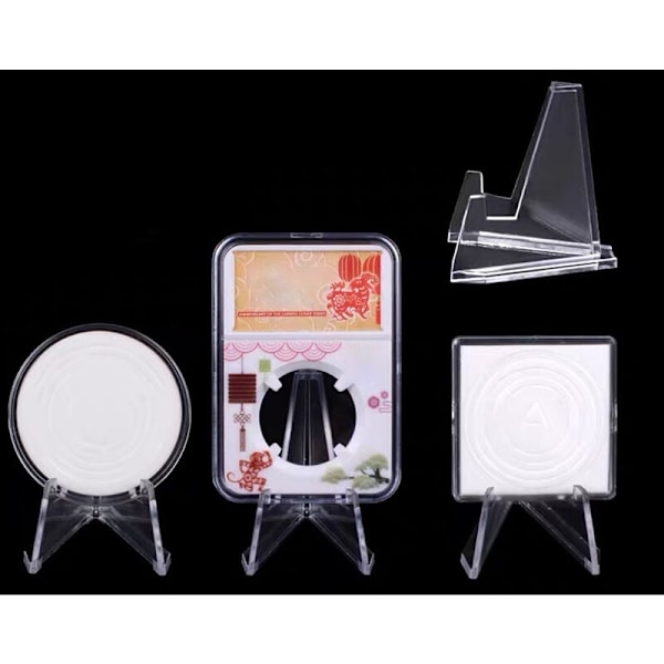 12 st Mini Akryl Display Stativ Transparent Mynt Display Staffli för Hem Butik Utställningar