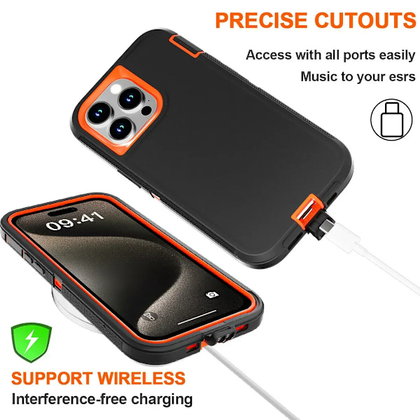 For iPhone 16 15 Pro Max Plus Kraftig Støtsikkert Deksel iPhone16Plus