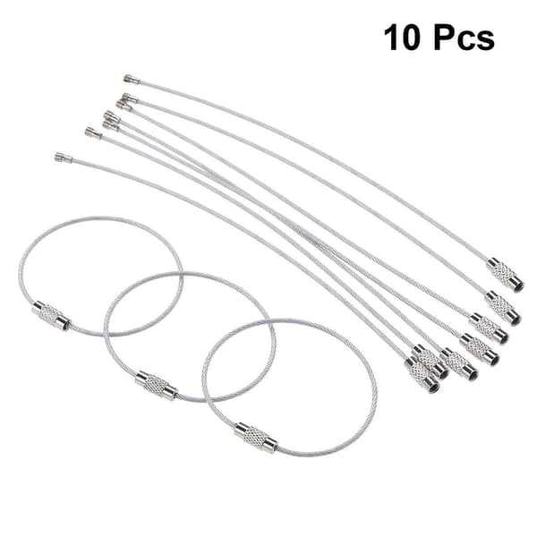 10 stk. wire nøglering rustfrit stål wire nøglering karabinhage kabel nøglering