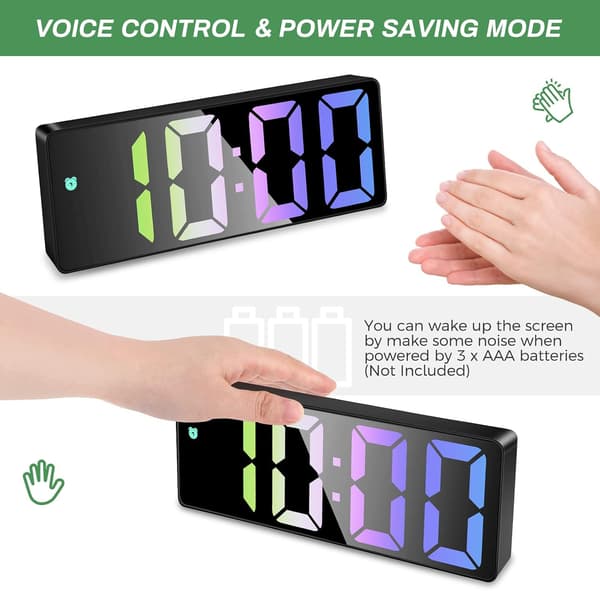 Digital väckarklocka, digital klocka med stor, färgglad LED-display