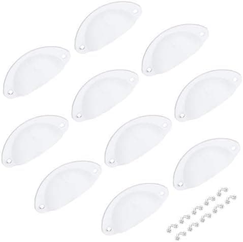 10 st mässing lådhandtag, halvmåne handtag med skruvar white