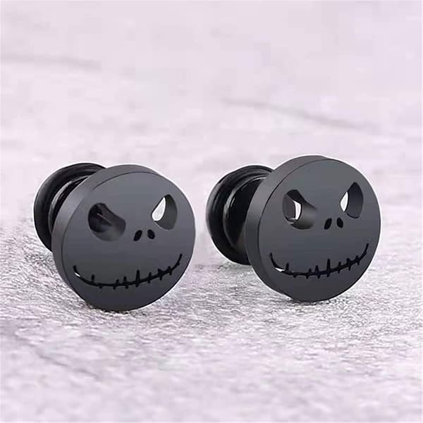 Jack Skull Stud øreringe til mænd Øreringe i rustfrit stål til kvinder mænds punk stil hiphop smykker med gaveæske