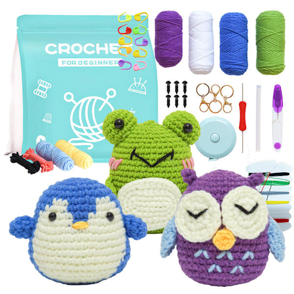 Virka materialpaket set handgjord DIY stickad ullboll docka dekoration