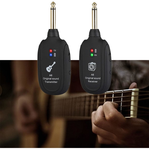 Trådlös gitarr-sändare och mottagare, trådlöst gitarr-system Svart 20Hz-20k