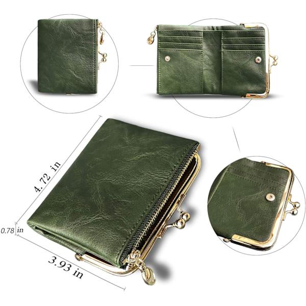 Green - Small Women's Leather Zipper Wallet