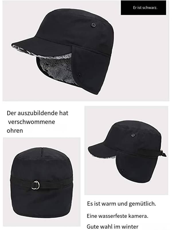 Varm lue med øreklaffer, vinterlue, skilue, vinter, vindtett