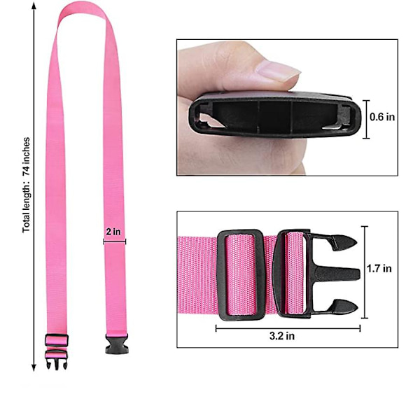 2-pack Bagageband Resväska Bredd Justerbart Packningsband 188x2.5cm