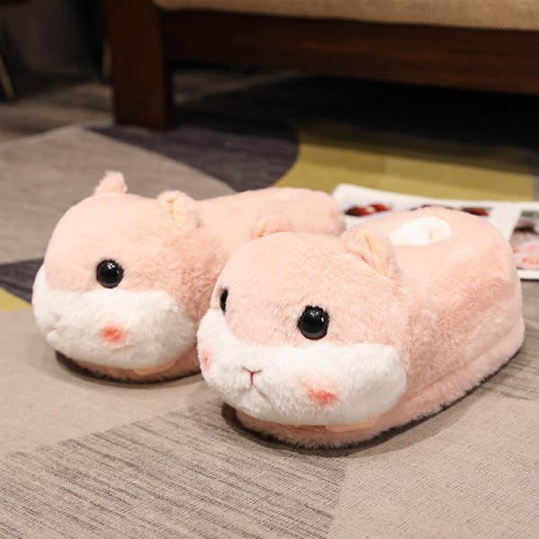 Båda kode 36-44 kode stofbase pudder hamster nye plys bomuldstøfler kvindelige efterår vinter Pink hamster