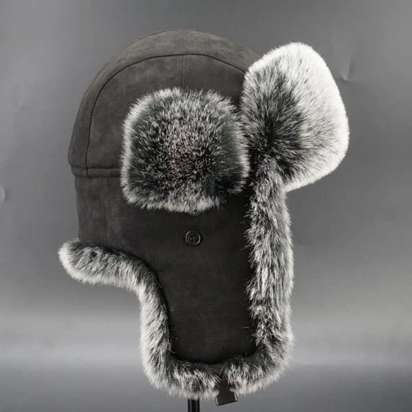 Vinterplysch Bombermössor Unisex Varma Snöhuvor Öronlappsmössor black