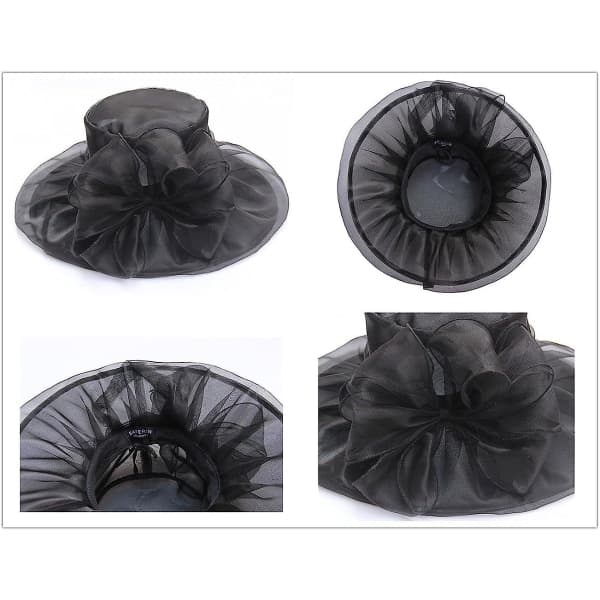Dame sommer solhat strand kirke hat Ascot Race Derby hat cocktail bryllup sort roset