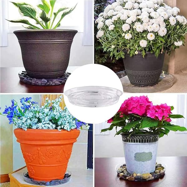 10 stk. transparente plantefat for potter, blomsterfat i plast