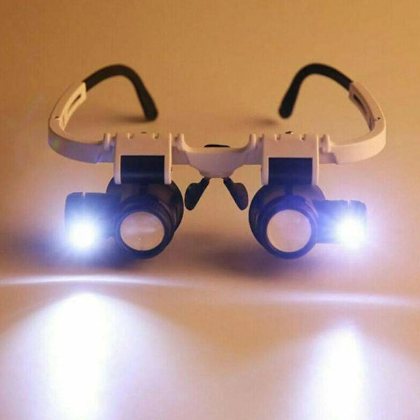 2X LED-förstoringsglas för klockmakare och reparationer, huvudmonterat pannband, justerbar förstoringshuvud, glasögonlupplins 8X 15X 23X