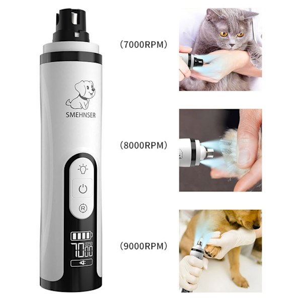 Hundeklo-kvern med lett, stille elektrisk klotrimmer for kjæledyr - Klo-sliper for små og mellomstore raser hunder og katter