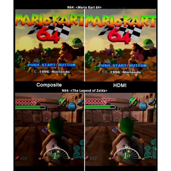 HDMI-sovitin N64 / Gamecube / SNES -konsoleille 720p/1080p-kytkimellä