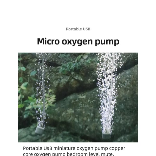 Mini USB Lade Fisketank Oksygenpumpe Fiskeoppdrett Akvarium Utstyr