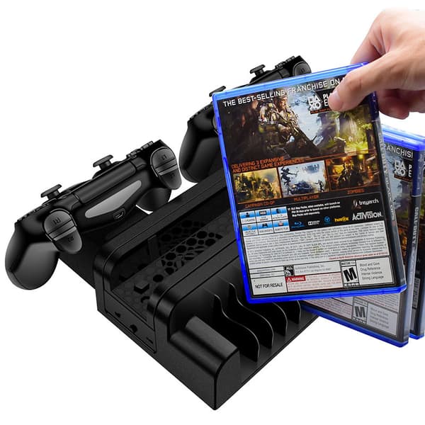 PS4-stativ køleblæserstation til Playstation 4/PS4 Slim/PS4 Pro, PS4 Pro vertikalt stativ med 12 spilpladser