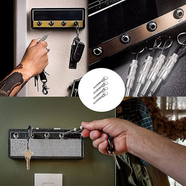 4 stk. Lmell nøgleholder, vægmonteret guitarforstærker nøgleholder, inkluderer 4 guitarplug gaver