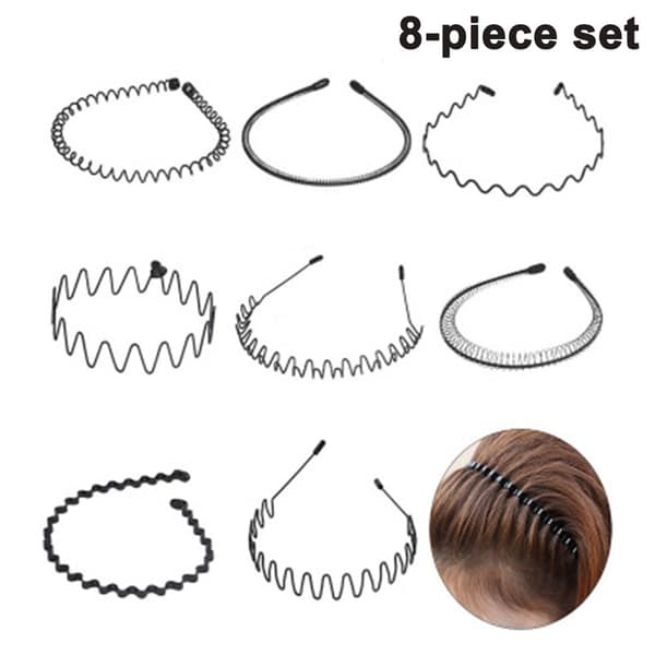 8 stk Elastisk bølget Spring Wave hårbånd til kvinder og mænd 8pcs