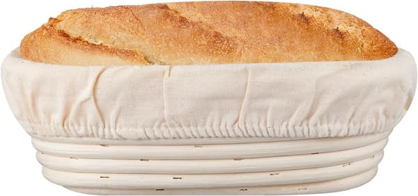 2-pack proofing basket - Oval 10 inch bread proofing basket - Handmade from natural rattan - Includes linen cloth - For sourdough and bread baking