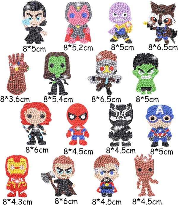 Lasten 16-bittinen supersankari timanttimaalaus, Marvel DIY timanttiväri