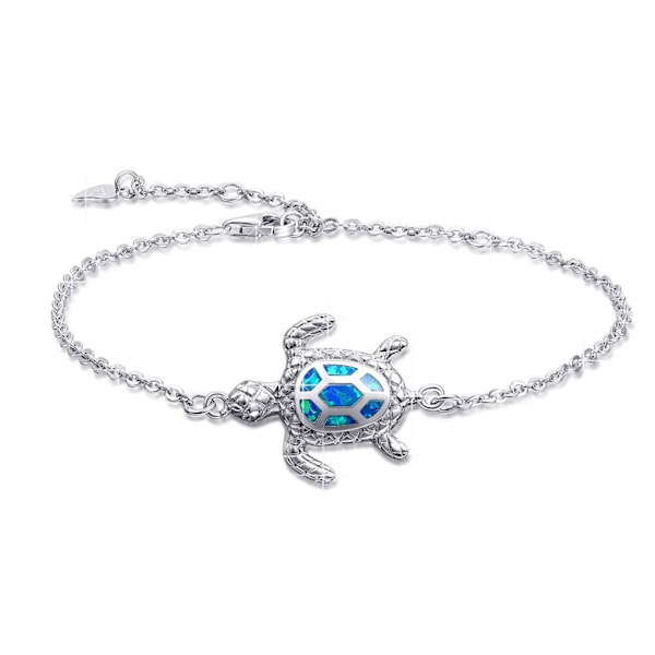 Blå Opal Sköldpadda Armband Sterling Silver Armband Dam Smycken