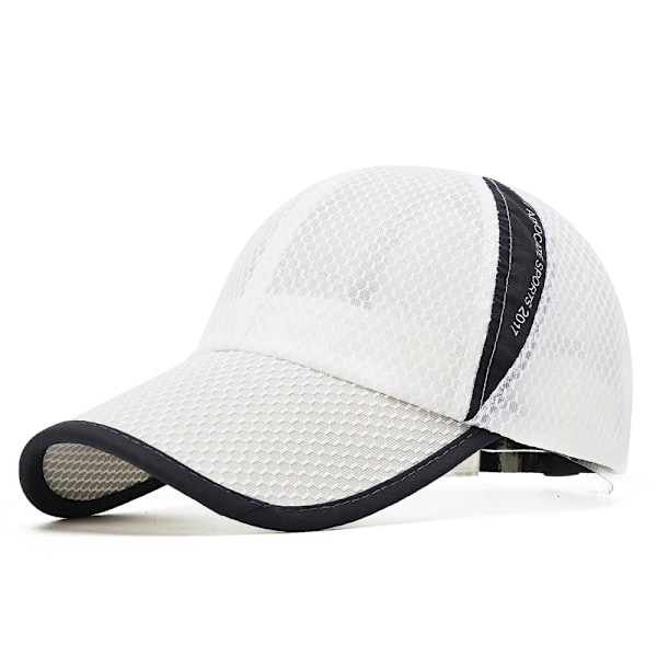 Unisex åndbar fuld mesh kasket Hurtigtørrende løbehat Letvægts kølende vandsportshat white