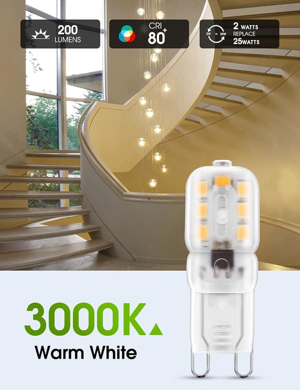 2W G9 Varmhvit 3000K 230V 180lm Pakke med 10