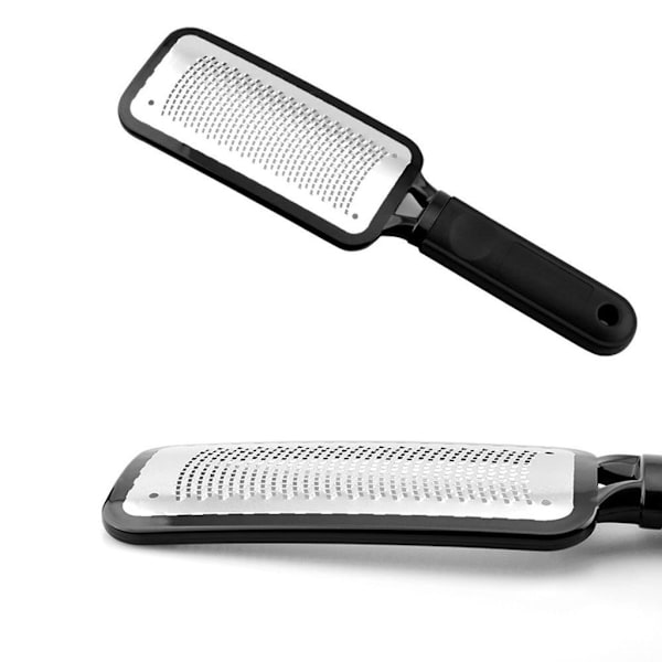 2-pak rustfri stålhårdhudsfjerner, grove og fine fodfile, fodfile til pedicure og fodpleje, (sort)