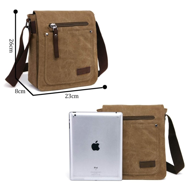 Retro pieni kangaslaukku miehille Casual Cross Body Messenger Olkalaukku Everyday Satchel Bags Kannettavan tietokoneen laukku, musta