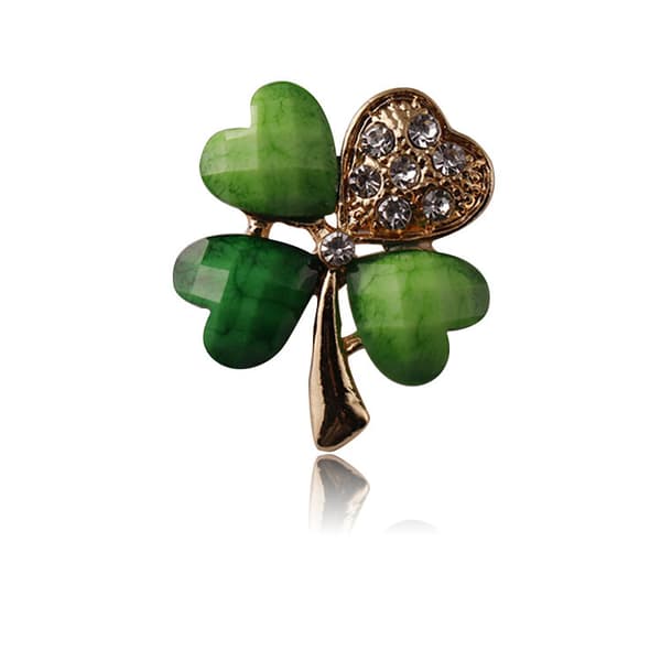 4st Fyrklöver Brosch Pin Grön Strass Brosch Legering Kr