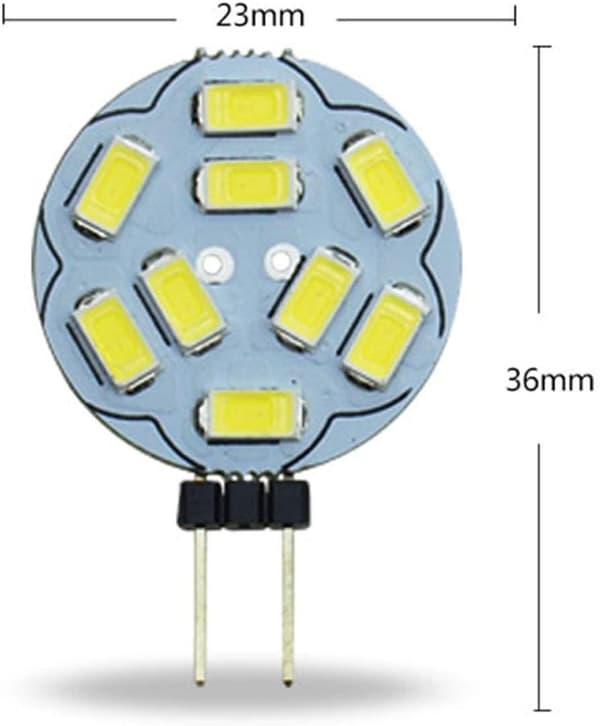 10-pak G4 9 LED SMD 5730 12V AC/DC Dobbelt-bas Indbygget Loft Indbyggede LED-lamper 20W Halogenlampe Erstatning white light
