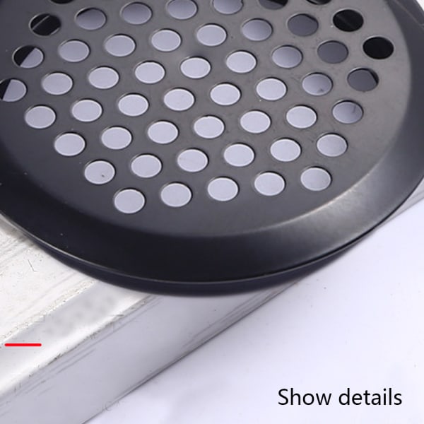5 stk rustfritt stål ventilasjonsgitter, svart rundt mesh