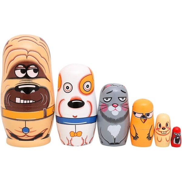 6 osaa käsintehtyjä venäläisiä puunukkeja Matryoshka-nukke
