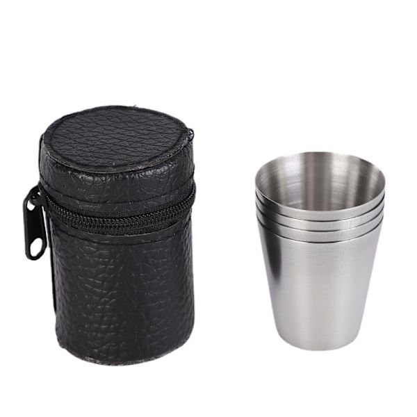 4 st 30ML Utomhuscamping Servis Resemuggar Set Picknicktillbehör Rostfritt Stål Vinöl Cupblack