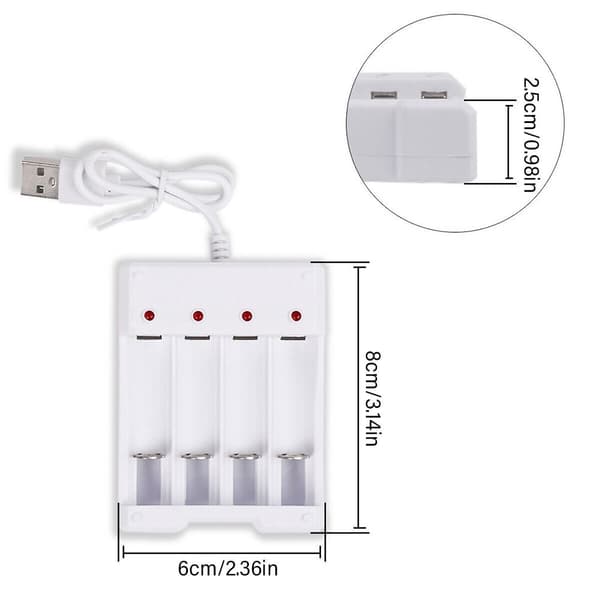 AA / AAA Batterilader Ladeverktøy USB Batterilader