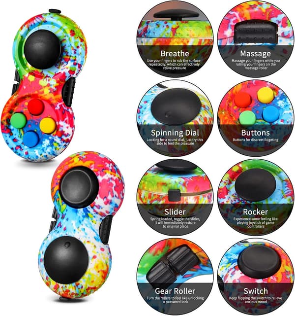 2 stk. Fidget Controller Pad, Bærbar Stressreducerende Spilleplade Hånd Fidget Pad til at Frigøre Stress og Angst
