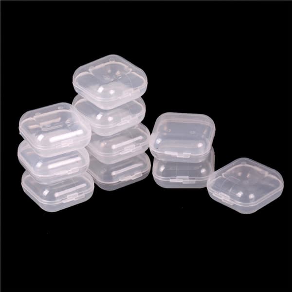 10 stk Mini Klar Plast Liten Eske Smykker Ørepropper Beholder S