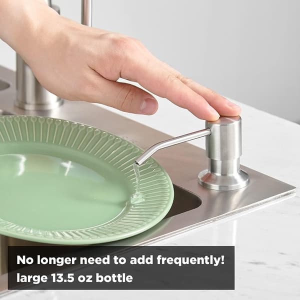 Sæbedispenser til køkkenvask, børstet nikkel, topfyldning, indbygget sæbedispenser i rustfrit stål med stor 400 ml flaske