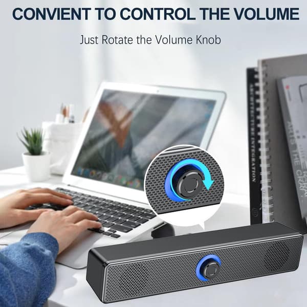 Computer Speakers, 40W Computer Soundbar for PC, Desktop, Laptop, USB Tablet, Mini Portable Soundbar with 3D Surround Stereo, Wide Compatibility