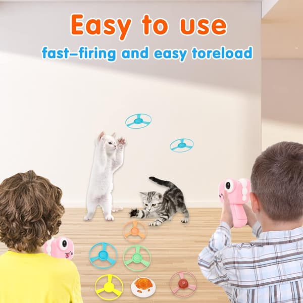 Bambu Sländor Flyvende Disk Legetøj One-Touch Flyvende Disk Launcher Legetøjsbelysning Gyro Legetøj Lysende flyvende tallerken Spinning Flyvende Disk (Pink)