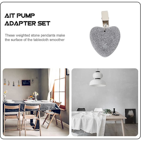 Pakke med 4 Hjerte Duge Vægte Sten med klemme Marmor Sten Dugklemme til have, picnic, bryllup Grey