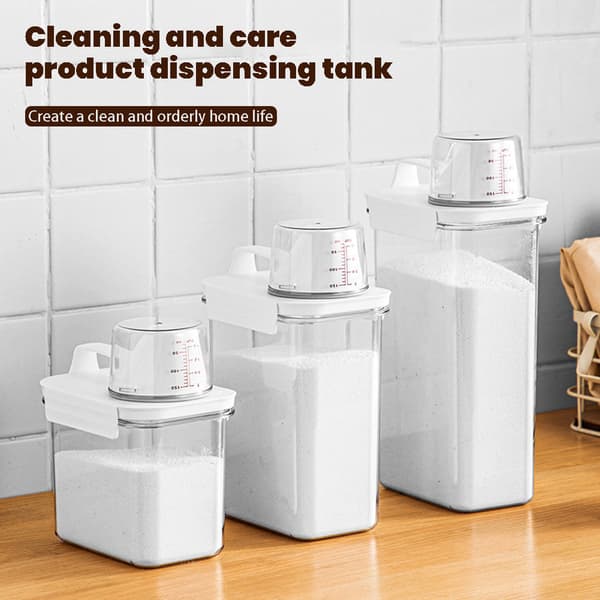 Vaskepulver oppbevaringstank Forsegling Vaskepulver dispenser med håndtak 1100ml