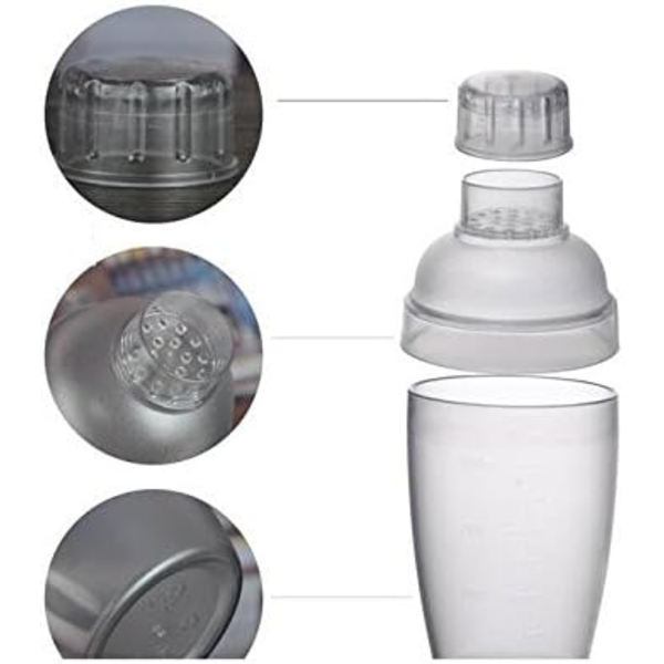 700CC/24oz Läpinäkyvä Cocktail Shaker plastharts Irrotettava maitokannu mikserishakerit asteikolla ammattibaarimikoille ja aloittelijoille