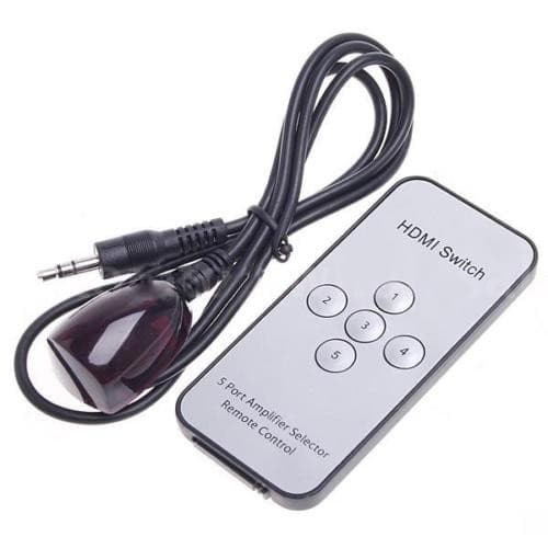 HDMI-switch med fjernkontroll 5-veis med IR-øye