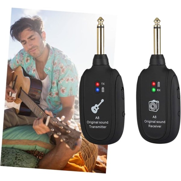Trådlös gitarr-sändare och mottagare, trådlöst gitarr-system Svart 20Hz-20k