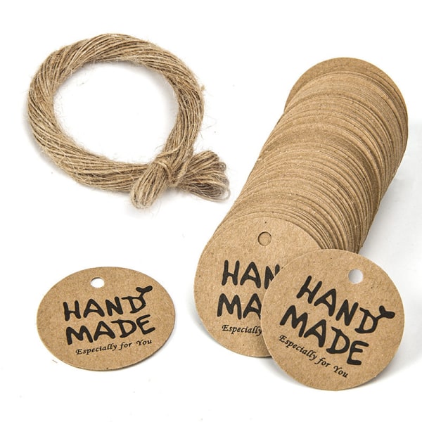 Kraftpapiretiketter Gaveetikett 3 cm for bryllup, fødselsdag