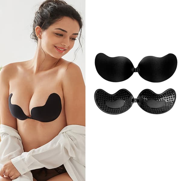 Smidig och Bekväm Självhäftande Push-Up BH D Svart