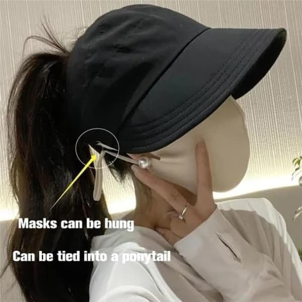 Dam Sommar Solhatt med bred brätte Anti-UV Beach Visir Kepsar Hattar Justerbar Black
