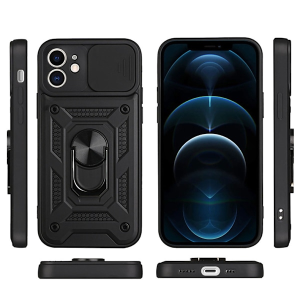 Stødsikker rustning til iPhone 16 15 Pro Max Plus etui, skyde kamera linse beskyttelse ring stand cover iPhone16Plus